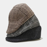 Nukty Vintage Men Baseball Hat British Painters Berets Autumn Winter Gentleman Newsboy Hat Plaid Wool Hat Unisex Driving Cabbie Cap