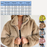 Nukty Rabbit Fur Imitation Fur Zipper Plush Warm Jacket Long Sleeve Short Coat Winter Women Crop Top Casual Solid New In Outwear Pink