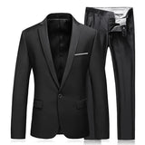 Nukty Men's Business Fashion High Quality Gentleman Black 2 Piece Suit Set / Blazers Coat Jacket Pants Classic Trousers