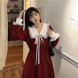 Nukty New Vintage Shirt Dress Women Autumn Spring Long Sleeve Robe Kawaii Lolita Elegant Midi Dresses Korean Fashion Vestido платье