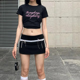 Nukty 2000s Aesthetic Knitted Skirt y2k Fairy Grunge Low Waist Short Skirt Summer Clothes for Women Harajuku Skirts Basic Streetwear