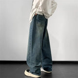 Nukty Jeans men 2024 Spring Wide Leg Jeans Male Loose Straight Denim Pants Harajuku Vintage Blue Jean Trouser Streetwear Clothes