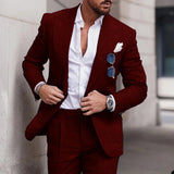 Nukty Linen Suits For Men Wedding 2 Piece Set Single-Breasted Luxury Notched Lapel Top+pants  Trajes Elegante Para Hombre