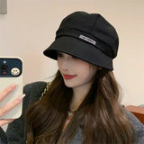 Nukty Women's Hat in The Winter Big Head Circumference Japanese Joker Woman Cap The Small Black Face Luxury Hat Caps Autumn And Winter