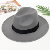 Nukty Autumn and Winter Men and Women's New Large Brimmed Hats, Fashionable Woolen Jazz Hats, English Style Top Hats