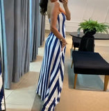 Nukty Womens Two Piece Sets Outfit Striped Sexy Navel Exposed Bra Long Upper Pants Skirt Set New Fashion 2024 Summer Casual