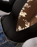 Nukty Woman Sexy Floral Sequin Sheer Mesh Patch Bodysuit New Female Casual Clothing Night Out Women's Fashion Plunge Skinny Tops