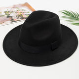 Nukty Autumn and Winter Men and Women's New Large Brimmed Hats, Fashionable Woolen Jazz Hats, English Style Top Hats