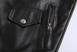 Nukty Men PU Leather Jacket Motorcycle Fashion Slim Fit Leather Coat