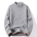 Nukty Men's Pullover Soft Sweater Winter Velvet Shirts Brand Clothing Knitted Fleece Warm Cold Blouse Slim Fit Bottom Shirts