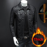 Nukty Black PU Jackets Men Spring Autumn Leather Jacket Coat Male Fashion Casual Motor Biker PU Leather Coat Big Size 5XL