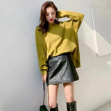 Nukty Leather Skirt Women Fashion New High Waist Skirt Spring Autumn Slim Mini Skirt Genuine Leather Shorts Boots Y2k