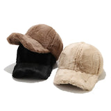 Nukty New Fluffy Baseball Cap For Men Women Winter Thick Plush Peaked Hat Faux Fur Duck Tongue Caps Warm Ear Protection Bonnet