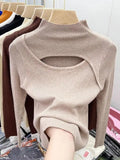 Nukty Autumn Winter Sexy Hollow Out Women Sweaters Tops Slim Vintage Jumper Soft Warm Pull Female Casual Pullover Knitted Sweater