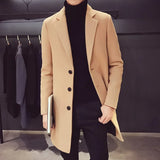 Nukty Men's Long Coat Autumn/Winter New Fashion Business Slim Fit Men's Long Coat High Quality Solid Color Casual Men's Clothing