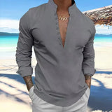 Nukty Man Hot Sell Men's Long Sleeve Shirt Spring and Summer Solid Color Lapel Casual Shirt, Casual Shirt