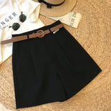 Nukty New Wide Leg Shorts for Women Summer Thin Cotton A Line Short Pants Office Lady Classic Loose Casual Zipper Women‘s Shorts