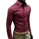 Nukty Classic Business Shirt  Breathable Not See Through Men's Shirt Men's Slim Fit Cotton Business Shirt