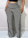 Nukty Women's Plaid Wide Leg Pants High Waist Casual Loose Trousers for Spring Summer