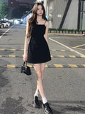 Nukty Dresses Women Hotsweet Spaghetti Strap Fashion Hollow Out Chic Summer Casual Streetwear Mini Korean Style Female Black Ulzzang