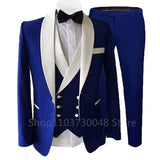 Nukty 3 Piece Suits for Men Slim Fit Groom Wedding Tuxedos Shawl Lapel Jacket Business Formal Party Blazer Vest Pants Costume Homme