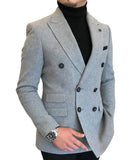 Nukty Formal New Burgundy Red Grey Lapel Tux Men Slim Fit Suits Coat Jacket Custom Made For Wendding Party Woolen cloth