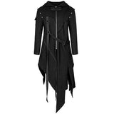 Nukty WELL DRESSED MEN New 2024 Men's Punk Style Irregular Trench Coats Black Gothic Long Hooded Jackets Halloween Man Cosplay Costume Large Size S-5XL