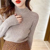 Nukty Fashion Solid Color Turtleneck Women Autumn Winter Knitted Sweaters Basic Primer Pullovers Korean Sweater Slim-fit Pullover