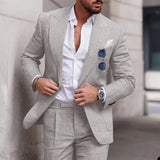 Nukty Linen Suits For Men Wedding 2 Piece Set Single-Breasted Luxury Notched Lapel Top+pants  Trajes Elegante Para Hombre