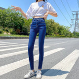 Nukty Women's Warm Jeans Winter Warm Plushed Jeans Elastic Thickened Denim Pants Casual Trousers