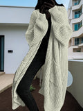 Nukty Women Pockets Sweater Cardigan Kintted Jacket Spring Autumn Crochet Loose Long Winter Maxi Warm Jumper Coat Cardigans