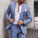 Nukty Linen Suits For Men Wedding 2 Piece Set Single-Breasted Luxury Notched Lapel Top+pants  Trajes Elegante Para Hombre