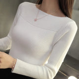 Nukty Spring Casual Long Sleeve Knitted Sweater Women Autumn Pullover Sweaters Korean Style Winter Slim White Pull Knitwear