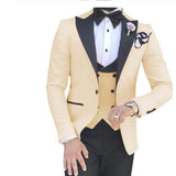 Nukty prom suit Men 3 Pieces Suits For Men Custom Made Groom Groomsmen Tuxedos Wedding Men Suit Terno Masculino(Jacket+Pant+Vest)