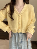 Nukty Women Sweater Cardigan V-Neck Button Up Casual Knit Sweater Coat Sweet Cardigan Coat For Women Autumn Winter