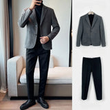 Nukty fashion suits for men 2 Piece Outfit Set Man Blazer Business Big Size Full Suit for Men Grey Luxury Ceremony Classic Elegant High Quality Jackets