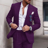 Nukty Linen Suits For Men Wedding 2 Piece Set Single-Breasted Luxury Notched Lapel Top+pants  Trajes Elegante Para Hombre