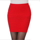 Nukty Fashion Bodycon Skirts Women's Summer Autumn Bottom Elastic Short Skirts For Office Lady Solid Color Draped Slim Mini Skirt