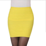 Nukty Fashion Bodycon Skirts Women's Summer Autumn Bottom Elastic Short Skirts For Office Lady Solid Color Draped Slim Mini Skirt