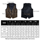 Nukty Brand Suit Vest Set For Men Luxury Silk Black Gold Paisley Dress Vest Tie Cufflinks Handkerchief Set Male Sleeveless Waistcoat