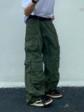 Nukty Spring Cargo pants New Popular Rice White Multi-pockets Overalls Harajuku stays Men Loose Casual Trousers Straight Mopping Pants