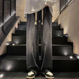 Nukty Men's Jeans Korean Version Student Casual Pants High Street Straight Loose Wide Leg Jeans Black Grey Blue Baggy Jeans
