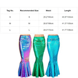 Nukty Womens Skirt Mermaid Role Play Costumes Fish Scale Print High Waist Trumpet Fishtail Skirts for Halloween Role Play Theme Party