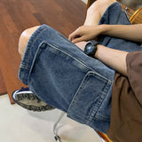 Nukty Summer Men Denim Short Streetwear Vintage Korean Harajuku Pocket Jeans Shorts Hip Hop Cargo Pants Oversized Bottoms Male Clothes