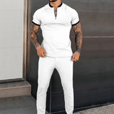 Nukty Summer Popular Men's Short-sleeved Trousers Suit Slim and Trendy Youth Casual Sports Suit