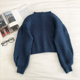 Nukty Retro Turtleneck Single-Breasted Sweater Women's cardigans Autumn New Korean Loose Long-Sleeved knit Cardigans Fashion Full