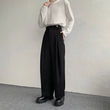 Nukty Black Suit Pants Men Oversized Fashion Social Mens Dress Pants Korean Loose Straight Wide Leg Pants Mens Office Formal Trousers