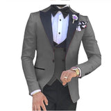 Nukty prom suit Men 3 Pieces Suits For Men Custom Made Groom Groomsmen Tuxedos Wedding Men Suit Terno Masculino(Jacket+Pant+Vest)