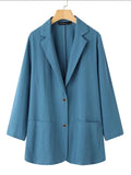 Nukty Elegant Solid Blazer Women Autumn Overcoats Casual Long Sleeve Single Button Coats Female Lapel Outwears Oversized