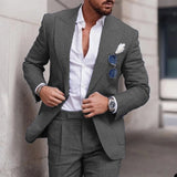 Nukty Linen Suits For Men Wedding 2 Piece Set Single-Breasted Luxury Notched Lapel Top+pants  Trajes Elegante Para Hombre